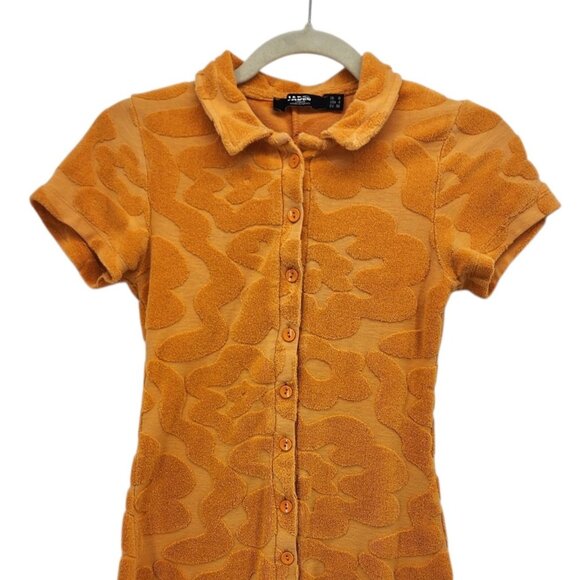 Jaded London Womens 4 Romper Toweling Playsuit Terry Cloth Orange Retro Party - Picture 2 of 10